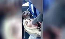 Hot blonde sucks off bbc in parking lot