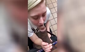 Hot blonde girl sucking a BBC in public